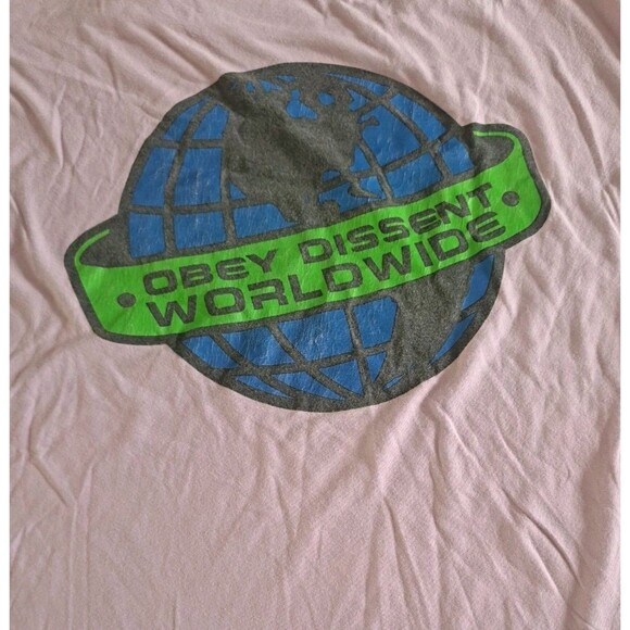 Obey Quality Dissent T-Shirt Men’s Large Purple Earth Logo Graphic Worldwide Tee - Picture 4 of 7